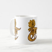 Mit Monogramm anfängliche T Gold Peony Tasse (Vorderseite Links)