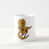 Mit Monogramm anfängliche T Gold Peony Tasse (Mittel)