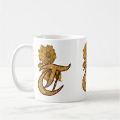 Mit Monogramm anfängliche T Gold Peony Tasse (Links)