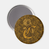 Mit Monogramm anfängliches C-Gold-Peony-Magnet Magnet (Vorderseite/Rückseite)