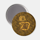 Mit Monogramm anfängliches D Gold Peony Magnet (Vorderseite/Rückseite)