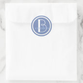Mit Monogramm Anfangsblauer und Weißbuchstabe Runder Aufkleber (Tasche)