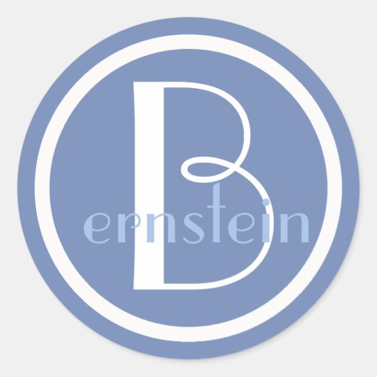 Mit Monogramm Anfangsblauer und Weißbuchstabe Runder Aufkleber (Vorderseite)