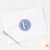 Mit Monogramm Anfangsblauer und Weißbuchstabe Runder Aufkleber (Umschlag)