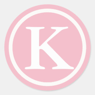 Mit Monogramm Anfangsklemme in Rosa und Weiß Runder Aufkleber
