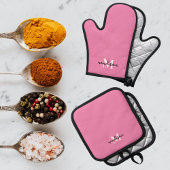 Mit Monogramm Anfangsname Rosa Ofenhandschuh & Topflappen-Set