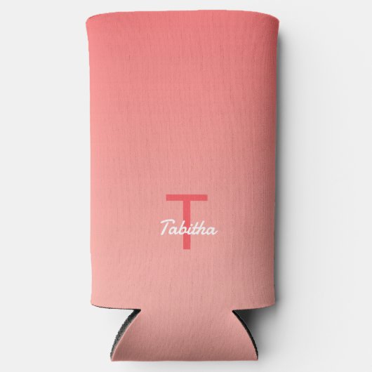 Mit Monogramm Anfangsname Skript Gradient Red Whit Selters Dosenkühler (Vorderseite)