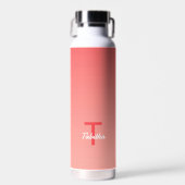 Mit Monogramm Anfangsname Skript Gradient Red Whit Trinkflasche (Vorne)