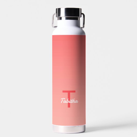 Mit Monogramm Anfangsname Skript Gradient Red Whit Trinkflasche (Vorne)
