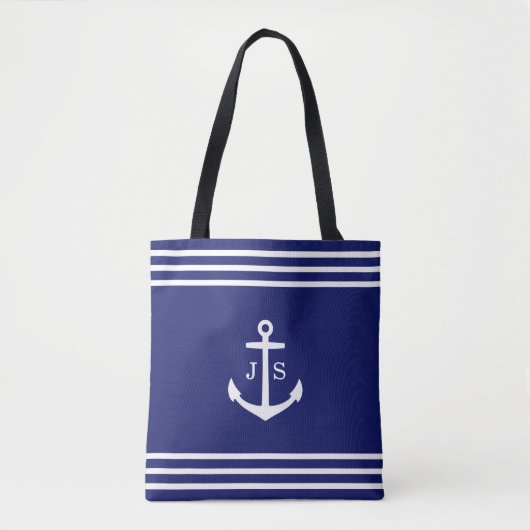 Mit Monogramm Anker (blau) Tasche (Vorderseite)