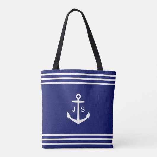 Mit Monogramm Anker (blau) Tasche (Rückseite)