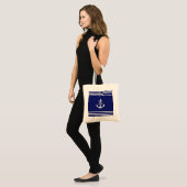 Mit Monogramm Anker (blau) Tragetasche (Vorderseite (Model))