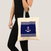 Mit Monogramm Anker (blau) Tragetasche (Vorderseite (Produkt))