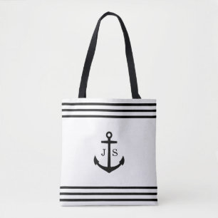 Mit Monogramm Anker Nautic (weiß & schwarz) Tasche