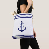 Mit Monogramm Anker (weiß und blau) Tasche (Von Nahem)