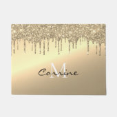Mit Monogramm antiker 14k Gold Dripping Glitzer Fußmatte (Vorderseite)