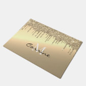 Mit Monogramm antiker 14k Gold Dripping Glitzer Fußmatte (Schrägansicht)