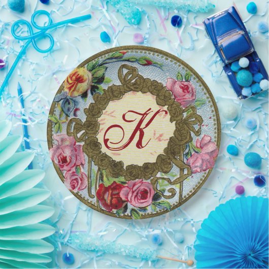 Mit Monogramm antikes französisches Pappteller (Party)