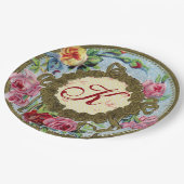 Mit Monogramm antikes französisches Pappteller (Schrägansicht)