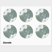 Mit Monogramm Apple-Blossom-Hochzeit Runder Aufkleber (Blatt)