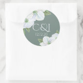 Mit Monogramm Apple-Blossom-Hochzeit Runder Aufkleber (Tasche)