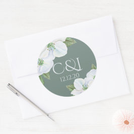Mit Monogramm Apple-Blossom-Hochzeit Runder Aufkleber