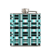 Mit Monogramm Aqua & Black Kariert Flachmann (Rückseite)