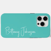 Mit Monogramm Aqua Case-Mate iPhone Hülle (Rückseite (Horizontal))