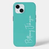 Mit Monogramm Aqua Case-Mate iPhone Hülle (Rückseite)