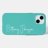 Mit Monogramm Aqua Case-Mate iPhone Hülle (Rückseite (Horizontal))