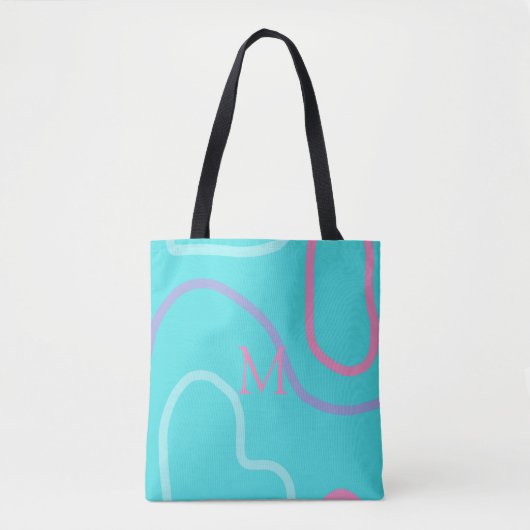 Mit Monogramm Aqua Pink Violet Modernes Design Tasche (Vorderseite)