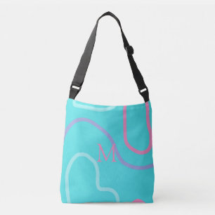 Mit Monogramm Aqua Pink Violet Modernes Design Tragetaschen Mit Langen Trägern