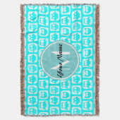 Mit Monogramm Aqua Turquoise Owls Decke (Vorderseite Vertikal)