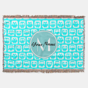 Mit Monogramm Aqua Turquoise Owls Decke
