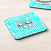 Mit Monogramm Aqua Turquoise Owls Untersetzer (Linke Seite)