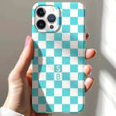 Mit Monogramm Aqua- und Weißkarton-Muster Case-Mate iPhone Hülle