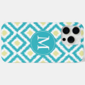 Mit Monogramm Aqua- und Yellow Diamonds Ikat-Muste Case-Mate iPhone Hülle (Rückseite (Horizontal))