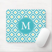 Mit Monogramm Aqua- und Yellow-Ikat-Muster Mousepad (Mit Mouse)