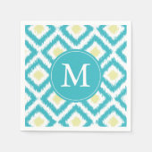 Mit Monogramm Aqua- und Yellow-Ikat-Muster Serviette (Vorderseite)