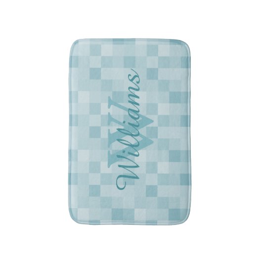 mit Monogramm aquamarin-blaue Mozaikfliesen-Badema Badematte (Vorderseite Vertikal)