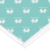 Mit Monogramm Aquamarin Blue White Crab Nautical K Kurzer Tischläufer (Ecke)