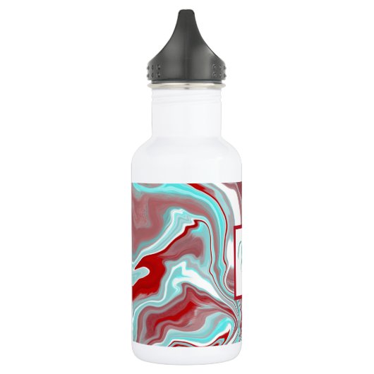 Mit Monogramm Aquamarin, Burgund, Rot und Weiß-Mar Edelstahlflasche (Links)