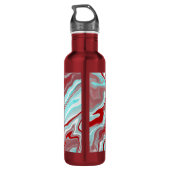 Mit Monogramm Aquamarin, Burgund, Rot und Weiß-Mar Edelstahlflasche (Rückseite)