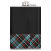 Mit Monogramm Aquamarin, schwarz und rot Kariert Flachmann (Rückseite)
