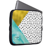 Mit Monogramm aquamarin- und Gold-Mixed-Medien Laptopschutzhülle (Vorne Rechts)