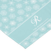 Mit Monogramm Aquamarine Blue Snowflakes Küste Wei Kurzer Tischläufer (Ecke)