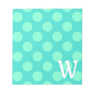 Mit Monogramm Aquamarine Dots Notizblock