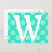 Mit Monogramm Aquamarine Dots Postkarte (Vorne/Hinten)