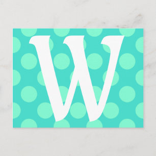 Mit Monogramm Aquamarine Dots Postkarte