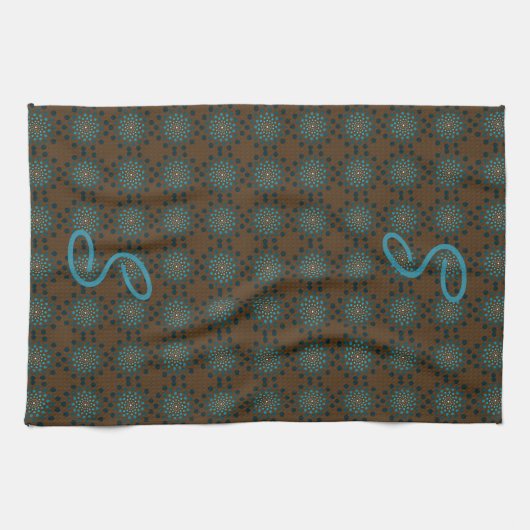 Mit Monogramm Aquamarine Medallien Handtuch (Horizontal)